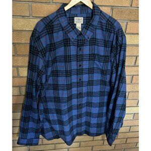 NEW LL Bean Traditional Fit Flannel Plaid Men's 3X Blue Black Red Morgan 228061